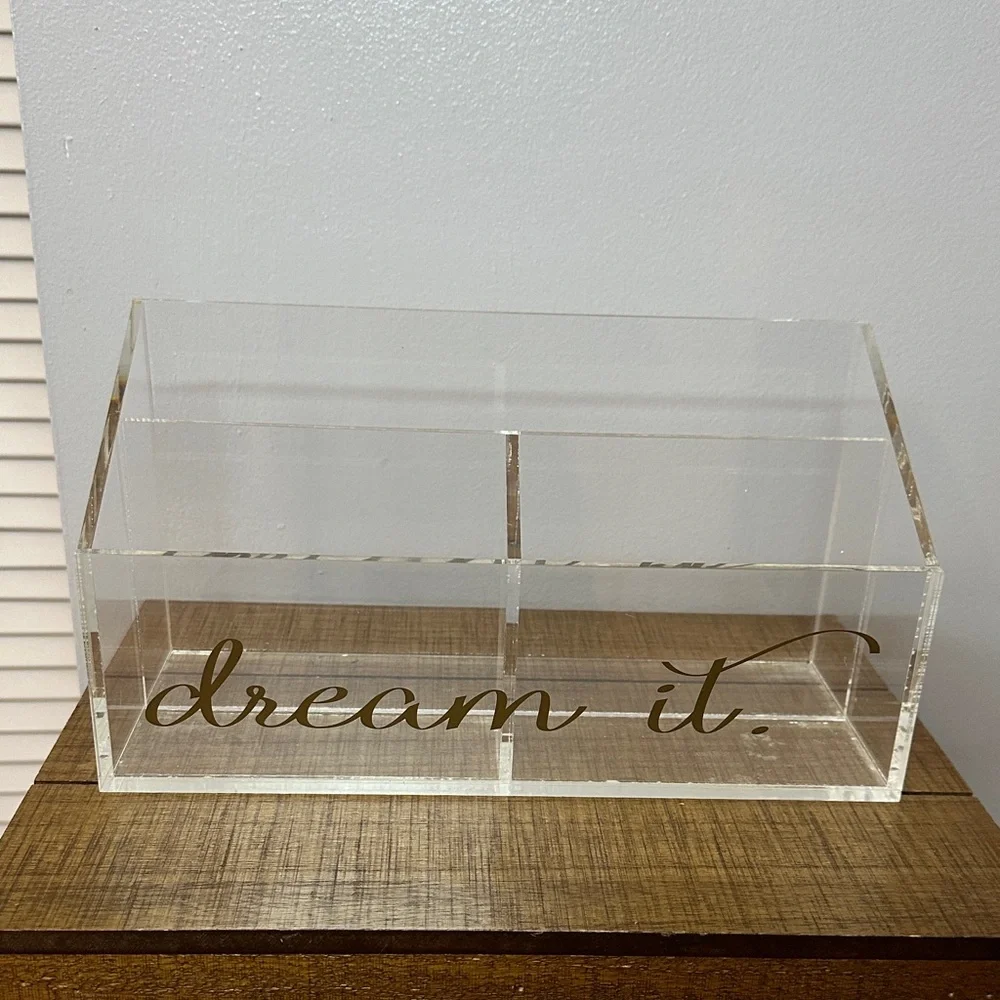Acrylic Storage Box with 'Dream It' Design